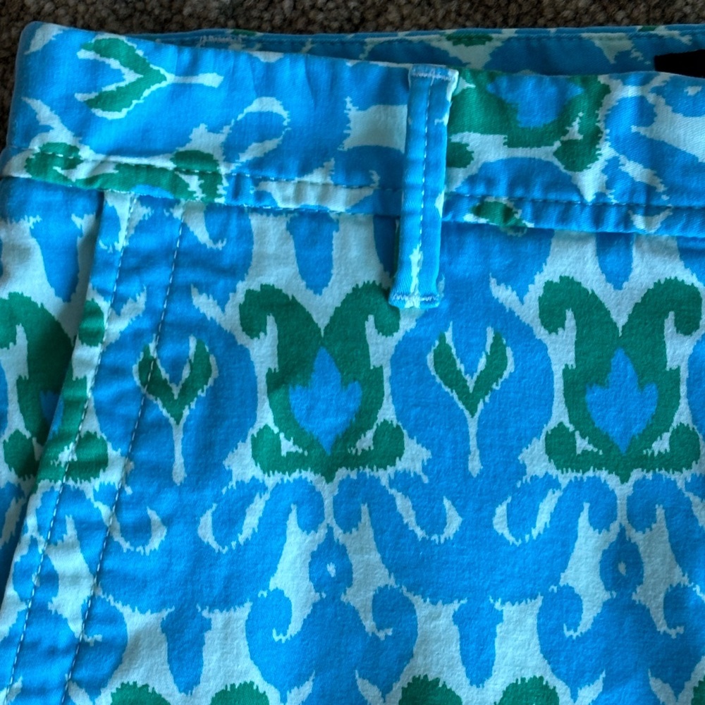 Talbots Relaxed Chino Turquoise & Green Patterned Cotton Shorts - Picture 9 of 12